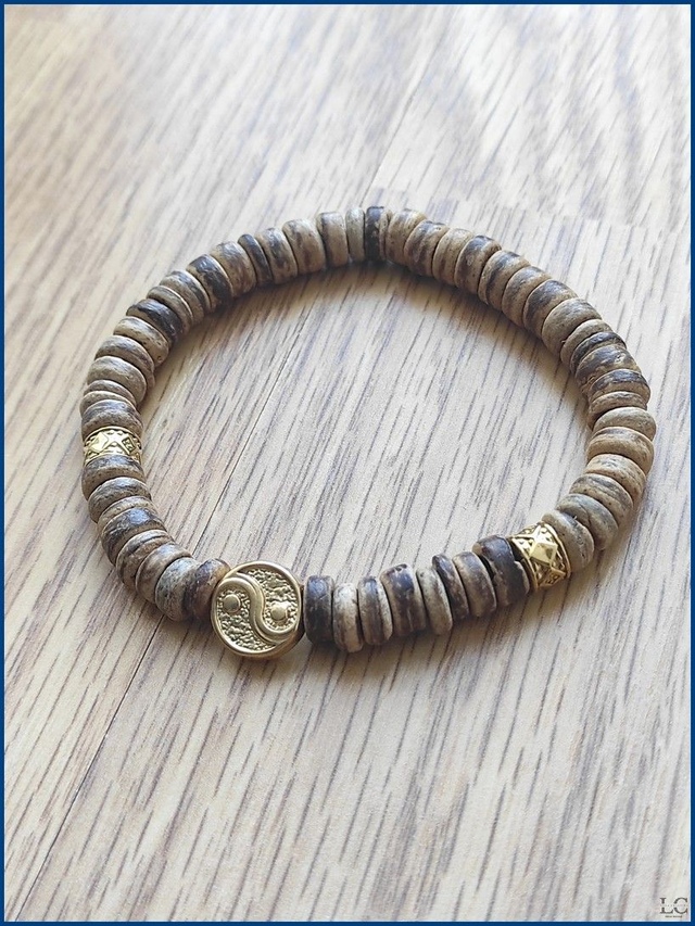 Bracelet bois yin yang