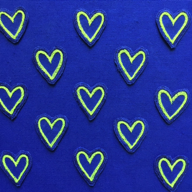 Petit cœur jaune &amp; bleu