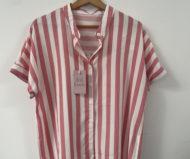 Chemise rayée rose 