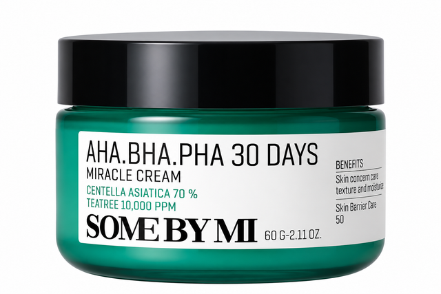 SOME BY MI AHA BHA PHA 30 Days Miracle Cream – Gesichtscreme mit Centella Asiatica und Teebaum, 60 g