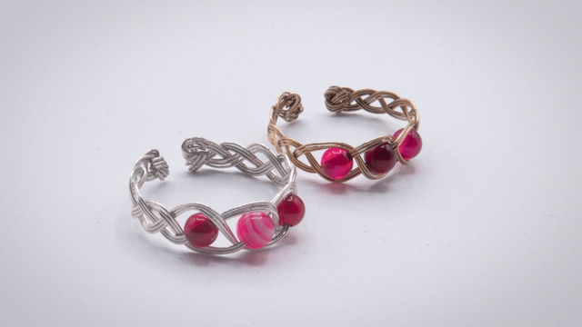 Bague 3 agates roses