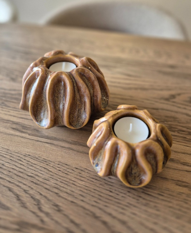 Waxinelichthouder bruin M