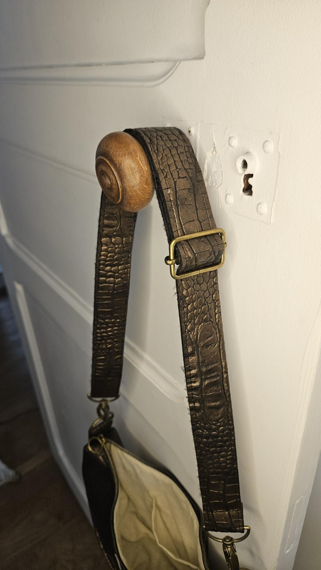 Sac demi-lune en simili cuir marron/cuivré