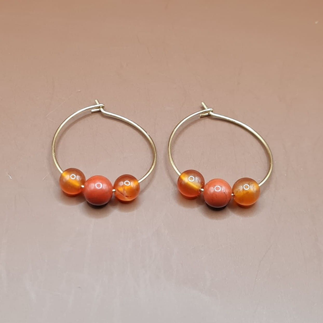 Créoles Cornaline - jaspe rouge