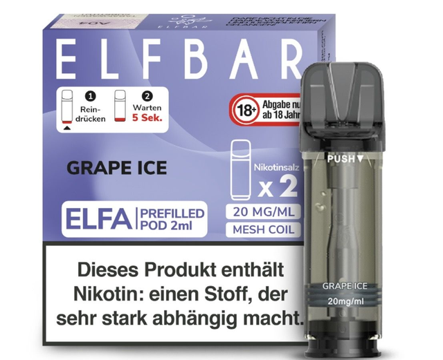 ELFBAR ELFA Prefilled Pods – Grape Ice | 20 mg