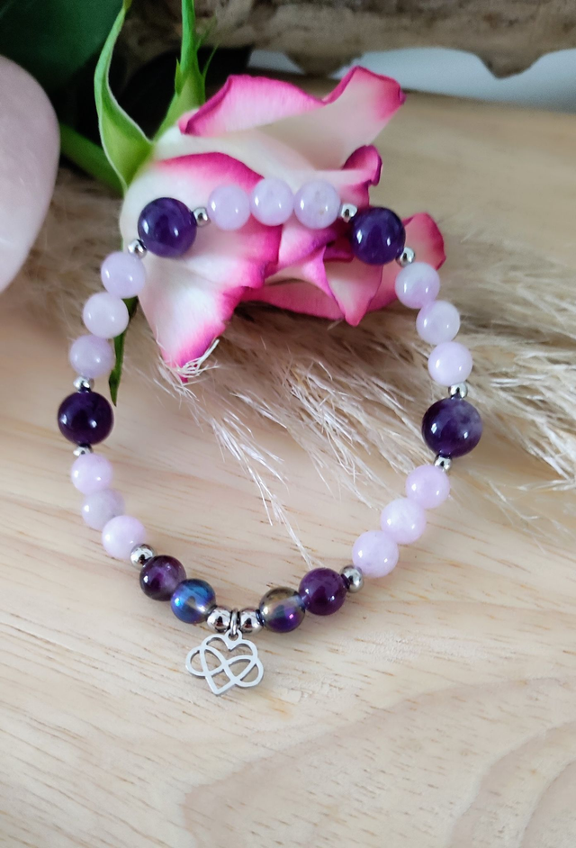 Bracelet "Guérison émotionnelle" Kunzite et Améthyste 