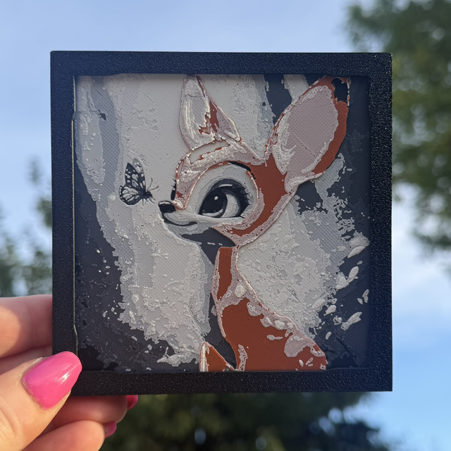 Bambi Disney Mini HueForge Framed Wall Art – 10 × 10 cm