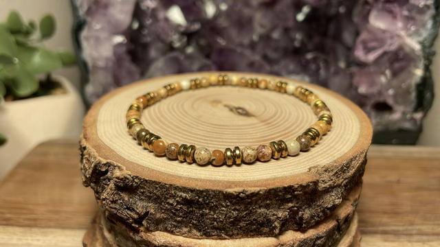 Bracelet JASPE PAYSAGE 4mm (Avec Hématites)