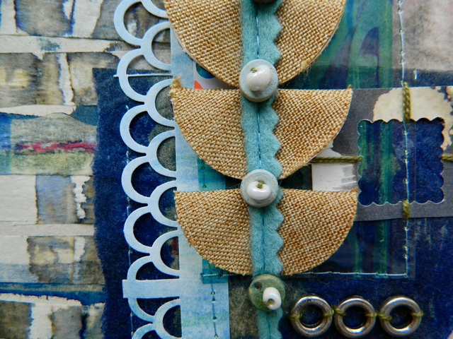 Square Paper + Stitch Collage - Blue/Neutral
