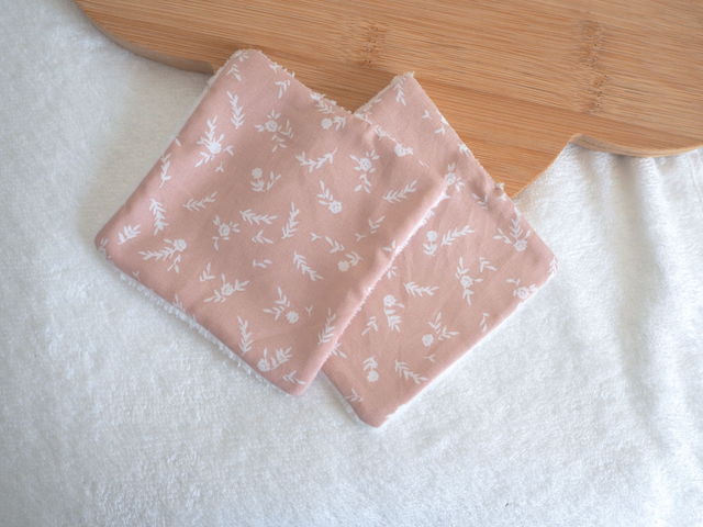 Lingettes lavables fleur rose