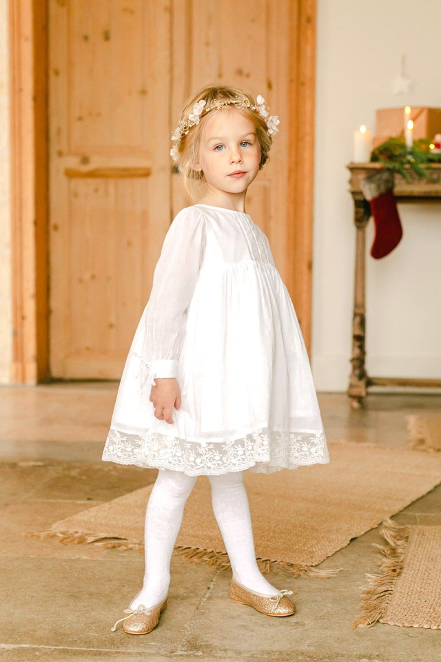 Robe en Voile de Coton Blanc ~ APOLLINE
