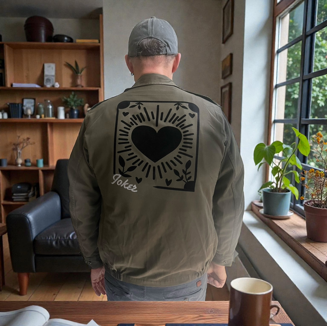 Veste militaire customisée carte love L/XL