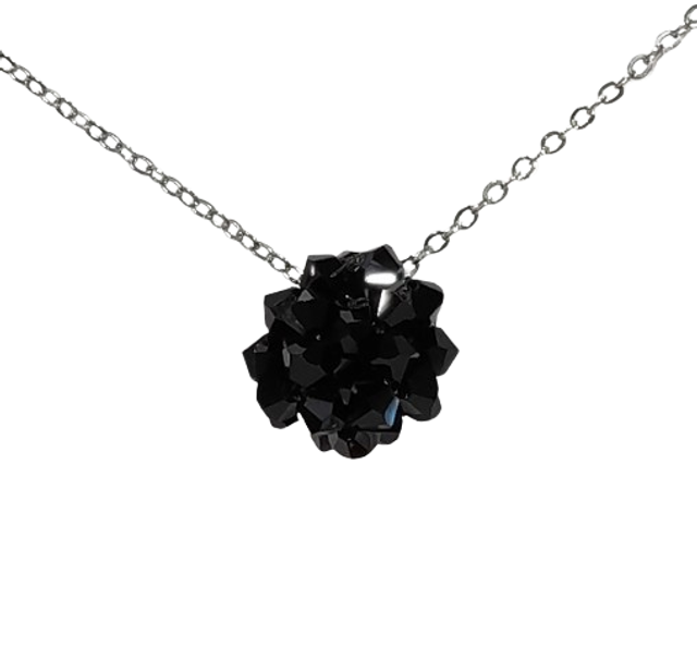 Collier Boule Cristal Noir - Jet