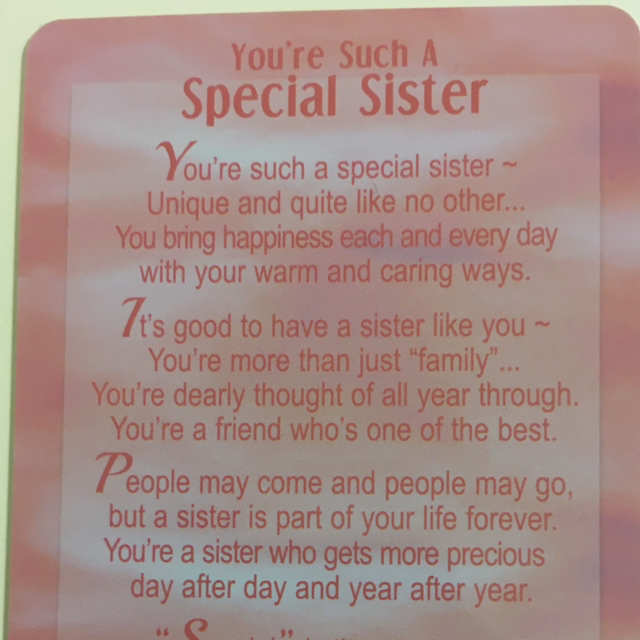 Special Thoughts Poems You’re Such A Special Sister. (Credit Card Size) 