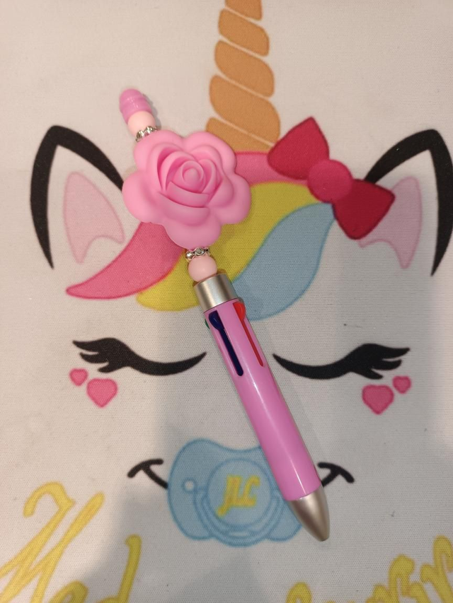Stylo 4 couleurs Grosse Rose 