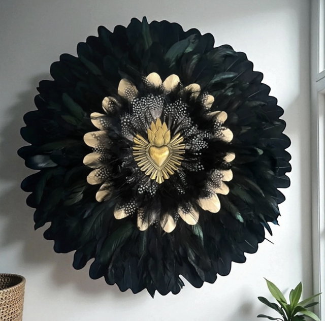 Jujuhat coeur ex voto noir et doré 