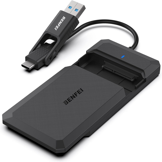 BENFEI Boîtier Externe pour Disque Dur 2,5", boîtier USB 3.2 Gen 1 5Gbps pour SATA HDD et SSD de 2,5'' et 7/9,5 mm, USB C/A 2 en 1 Lecteur...