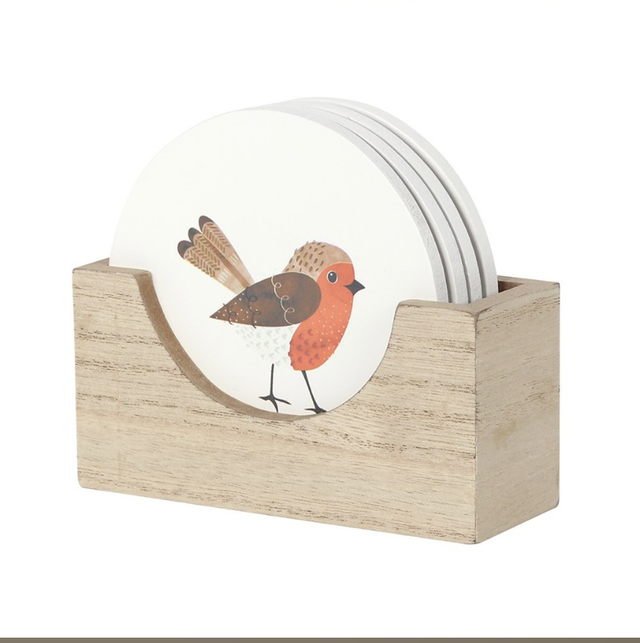 Garden robins coaster set 