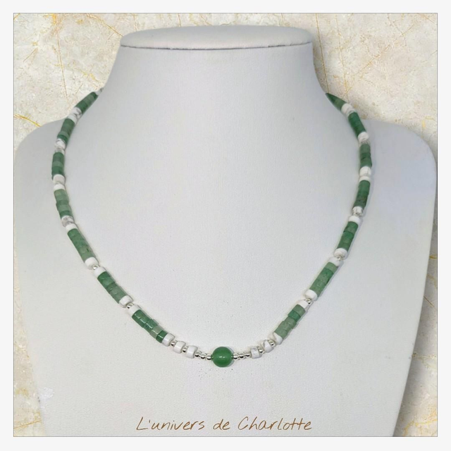 Collier "Aventurine & Howlite" CH-9