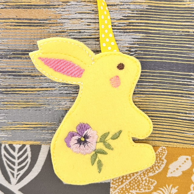 Easter Bunny Floral Embroidered Hanging Decoration 