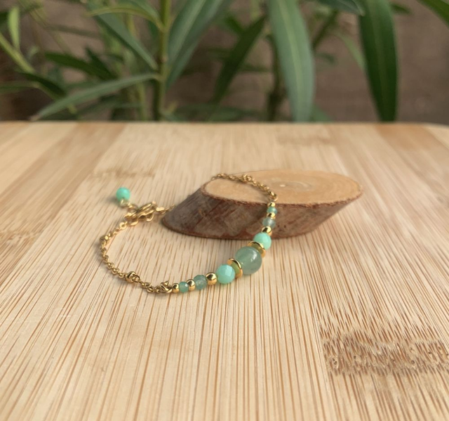 Bracelet gourmette Isabelle - Aventurine et chrysoprase