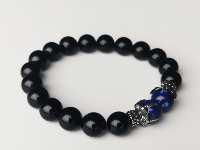Bracelet Homme ONYX brillant et LAPIS LAZULI