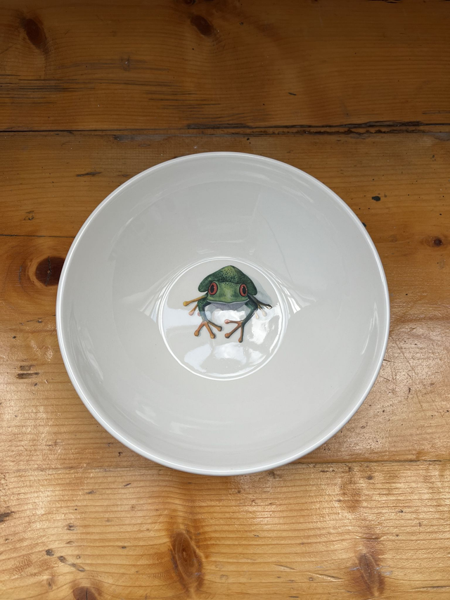 Schüssel Suppe tief (Ramen) Frosch grün