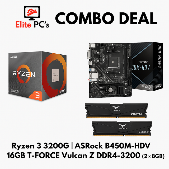 Combo Deal, Ryzen 3 3200G, ASRock B450M-HDV, 16GB T-Force Vulcan Z DDR4-3200 (2 x 8GB)
