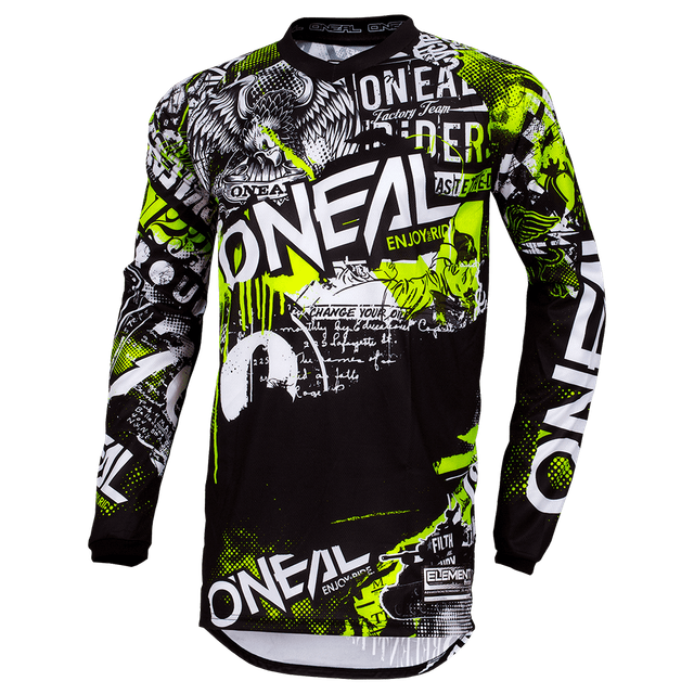 O'NEAL ELEMENT JERSEY ATTACK BLACK/NEON YELLOW XL