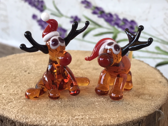 Üveg adventi rénszarvas páros