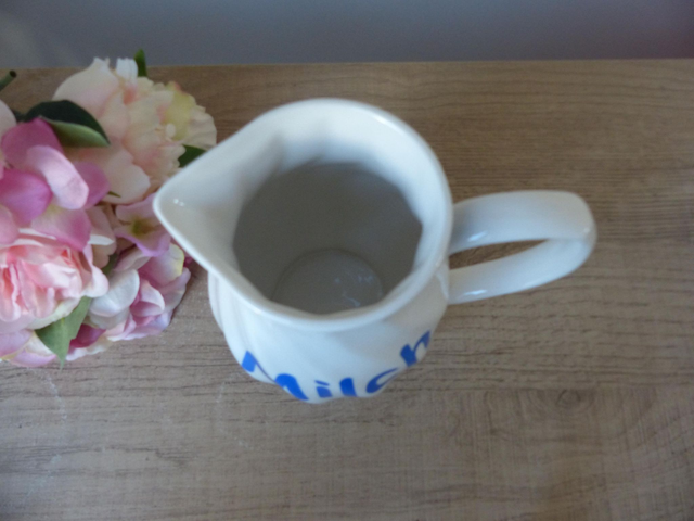 Pot à lait vintage Solecasa - Porcelaine bleue et blanche décor vaches, charme champêtre pour petit déjeuner en famille ou déco florale