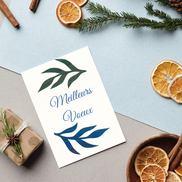 💌 Carterie • Feuilles bleu et vert 