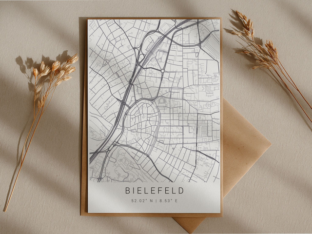 Bielefeld Stadtkarte | Druck | Postkarte