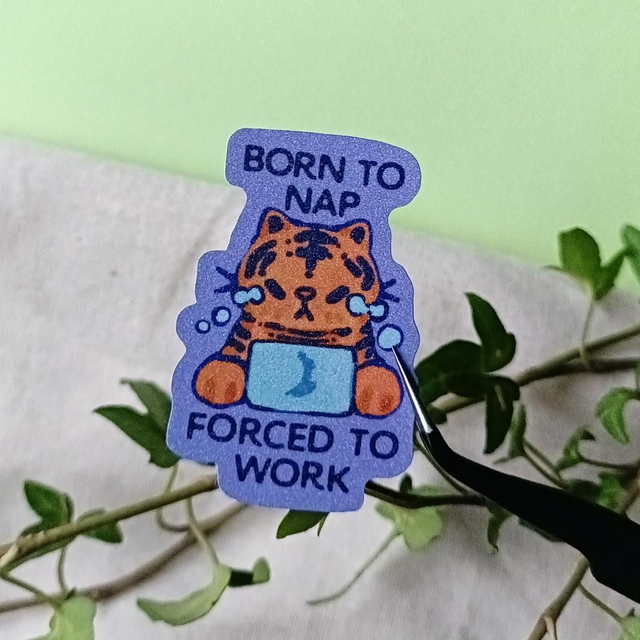 born to nap - sand glitter sticker