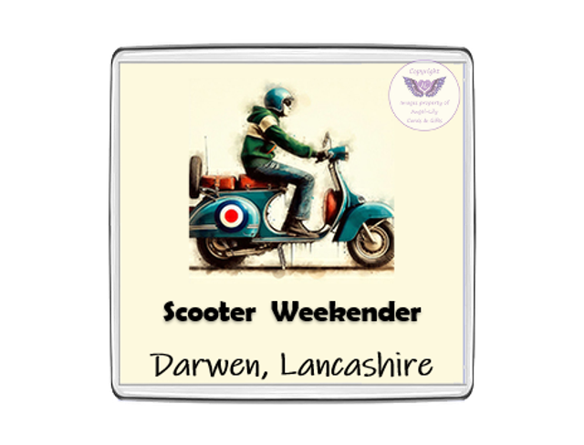 Scooter Weekender Square Fridge Magnet-SFM07