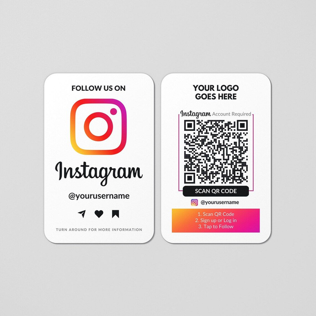 Instagram-visitekaartje, met NFC- Direct &amp; QR-codevolgers