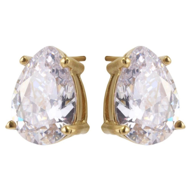 Boucles d&#039;oreilles en acier inoxydable plaqué or 14 carats. Élégantes et raffinées.