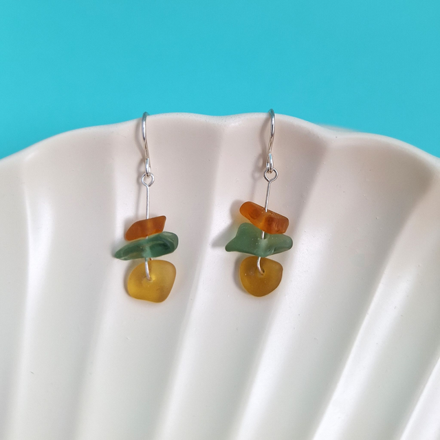 Sirène - boucles d'oreilles de plage en argent (plusieurs couleurs disponibles)