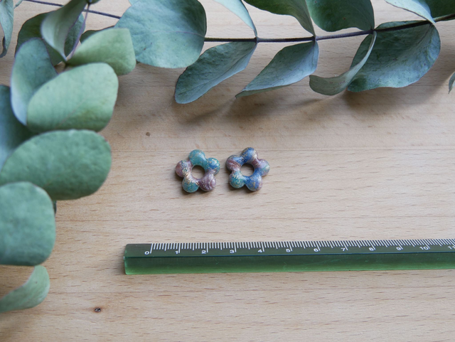 Mini bloom 5 pétales marbré vert/rose/bleu