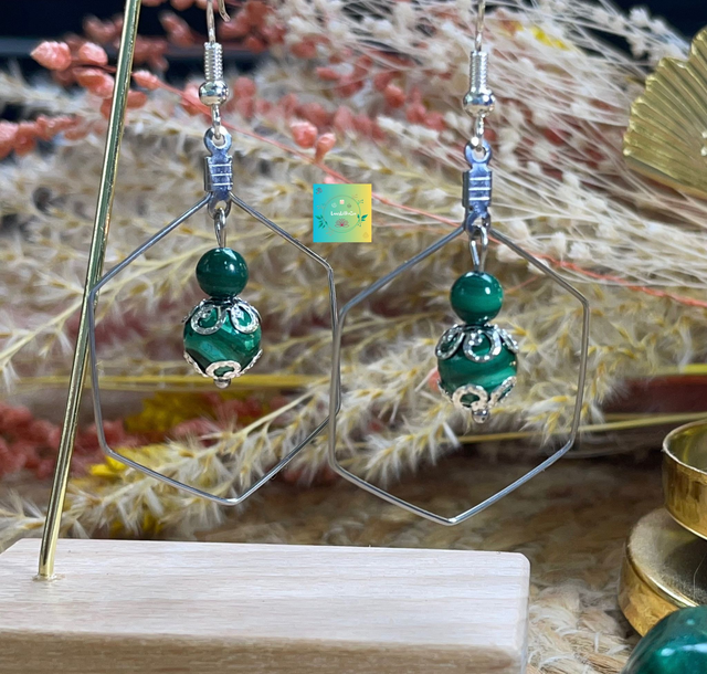 🍀🌿Boucles d’oreilles en Malachite