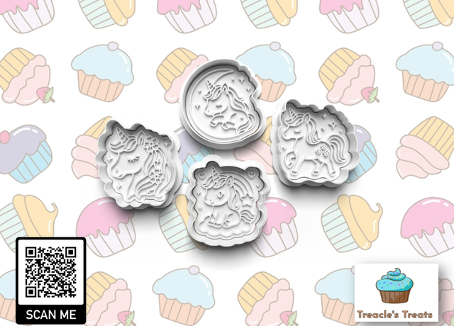 Unicorn Theme Fondant/cookie stamps with cutters