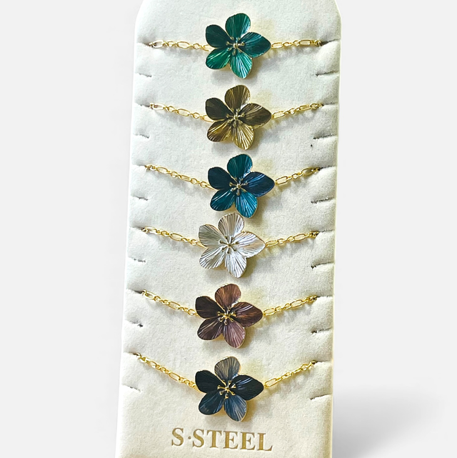 Bracelet fleur colorée