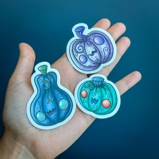 Lot de 3 STICKERS citrouilles spooky)