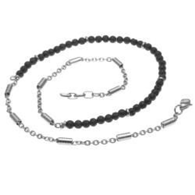 Collana uomo con pietre naturali bijoux e inserti in acciaio