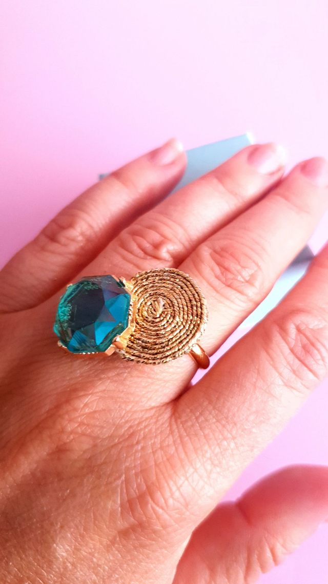 Bague Tourbillons bleu turquoise