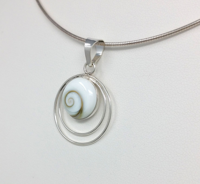 PENDENTIF OEIL DE STE LUCIE DEUX CERCLES ARGENT VENDU SANS CHAINE - OSLPSD2003