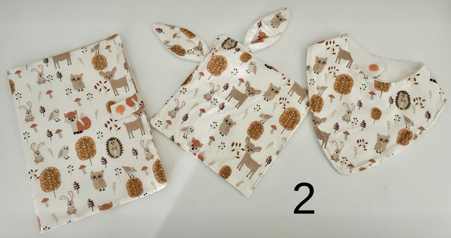 Grand Kit Naissance Doudou/Bavoir/Protège Carnet Santé 