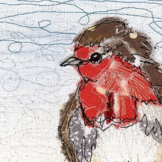 Rustic Robin Embroidery Art Card