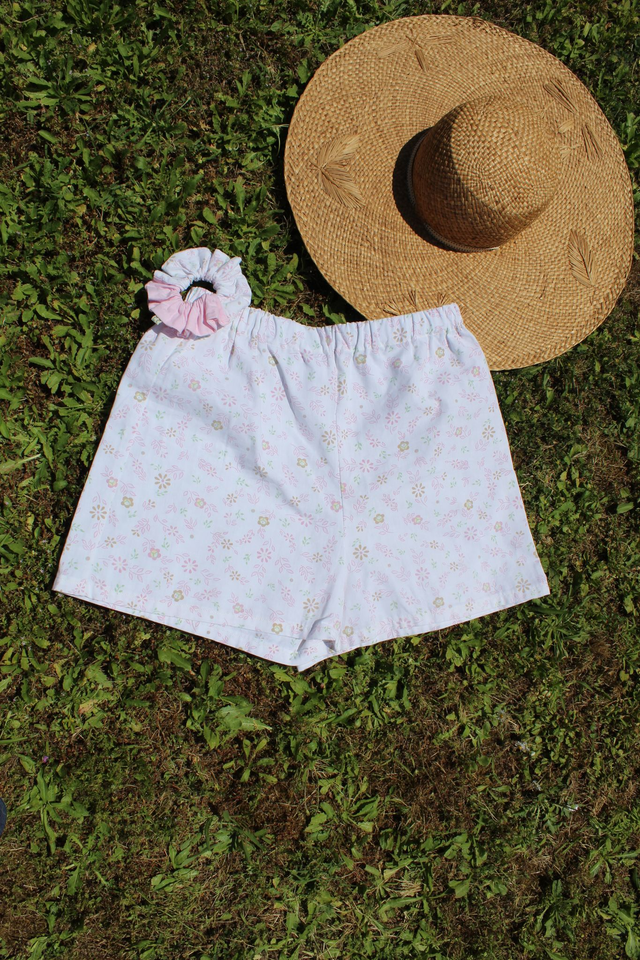 Short upcyclé petite fleurs rose - Taille 1 & 2