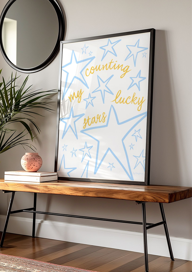 Counting My Lucky Stars Art Print - Positive Quote Wall Art
